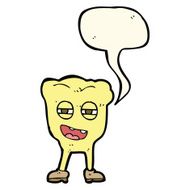 cartoon rotten tooth character with speech bubble N4