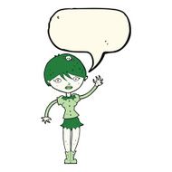 cartoon vampire girl waving with speech bubble N7