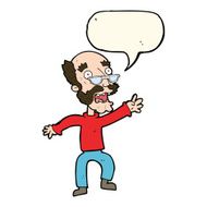 cartoon frightened old man with speech bubble N22