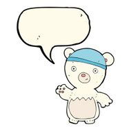 cartoon polar bear wearing hat with speech bubble N4