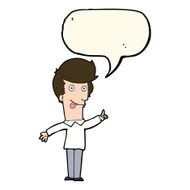 cartoon funny man with idea speech bubble N7