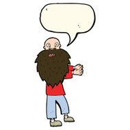 cartoon bearded old man with speech bubble N25