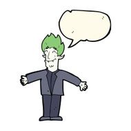 cartoon happy vampire with speech bubble N27