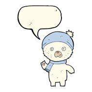 cartoon waving polar bear with speech bubble N35