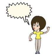 cartoon woman waving with speech bubble N214