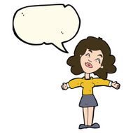 cartoon woman with open arms speech bubble N64