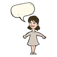 cartoon woman with open arms speech bubble N65