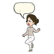 cartoon friendly woman waving with speech bubble N32