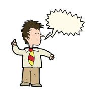 cartoon man making his point with speech bubble N7