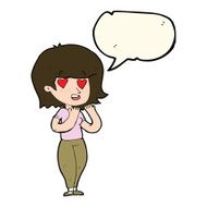 cartoon woman in love with speech bubble N7