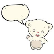 cartoon polar bear cub waving with speech bubble N7