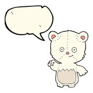 cartoon polar bear cub waving with speech bubble N8