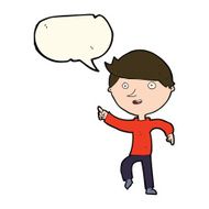cartoon happy pointing with speech bubble N7