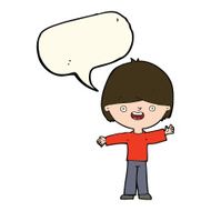 Cartoon happy boy with speech bubble N149