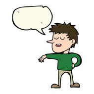 cartoon man making dismissive gesture with speech bubble N13