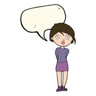 cartoon surprised girl with speech bubble N13