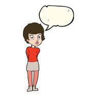 cartoon pretty woman with speech bubble N171