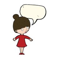 cartoon surprised woman with speech bubble N153