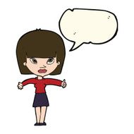 cartoon woman giving thumbs up symbol with speech bubble N43