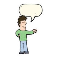 cartoon man pointing with speech bubble N124