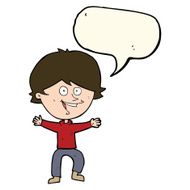 cartoon happy boy laughing with speech bubble N20