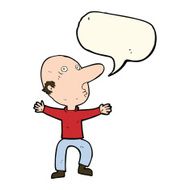 cartoon worried middle aged man with speech bubble N7