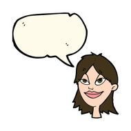 cartoon happy woman with speech bubble N158