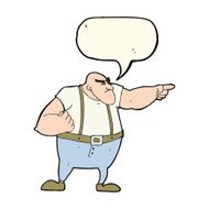 cartoon angry tough guy pointing with speech bubble N7