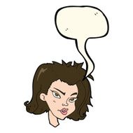 cartoon female face with speech bubble N89