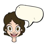 cartoon happy woman with speech bubble N160