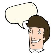 cartoon happy man with speech bubble N290