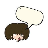 cartoon surprised woman with speech bubble N154