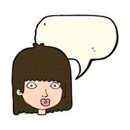 cartoon surprised woman with speech bubble N155