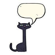 cartoon black cat with speech bubble N21