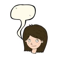 cartoon happy female face with speech bubble N114