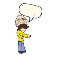 cartoon lonely old man with speech bubble N7