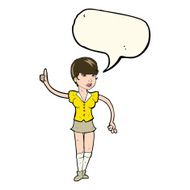 cartoon pretty girl asking question with speech bubble N4
