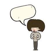 cartoon surprised woman with speech bubble N157