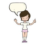 cartoon pretty girl with idea speech bubble N19