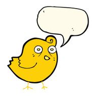 funny cartoon bird with speech bubble N84