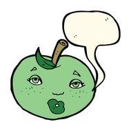 cartoon apple with face speech bubble N13