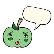 cartoon apple with face speech bubble N14
