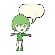 cartoon vampire girl with speech bubble N144