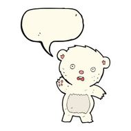 cartoon waving polar bear cub with speech bubble N27