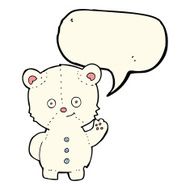 cartoon waving polar bear cub with speech bubble N29