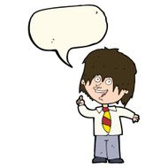 cartoon school boy with idea speech bubble N19