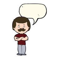 cartoon manly mustache man with speech bubble N7