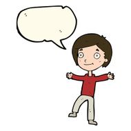 cartoon excited boy with speech bubble N92