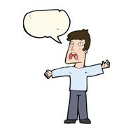 cartoon frightened man with speech bubble N52