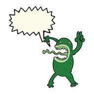 cartoon crazy frog with speech bubble N6